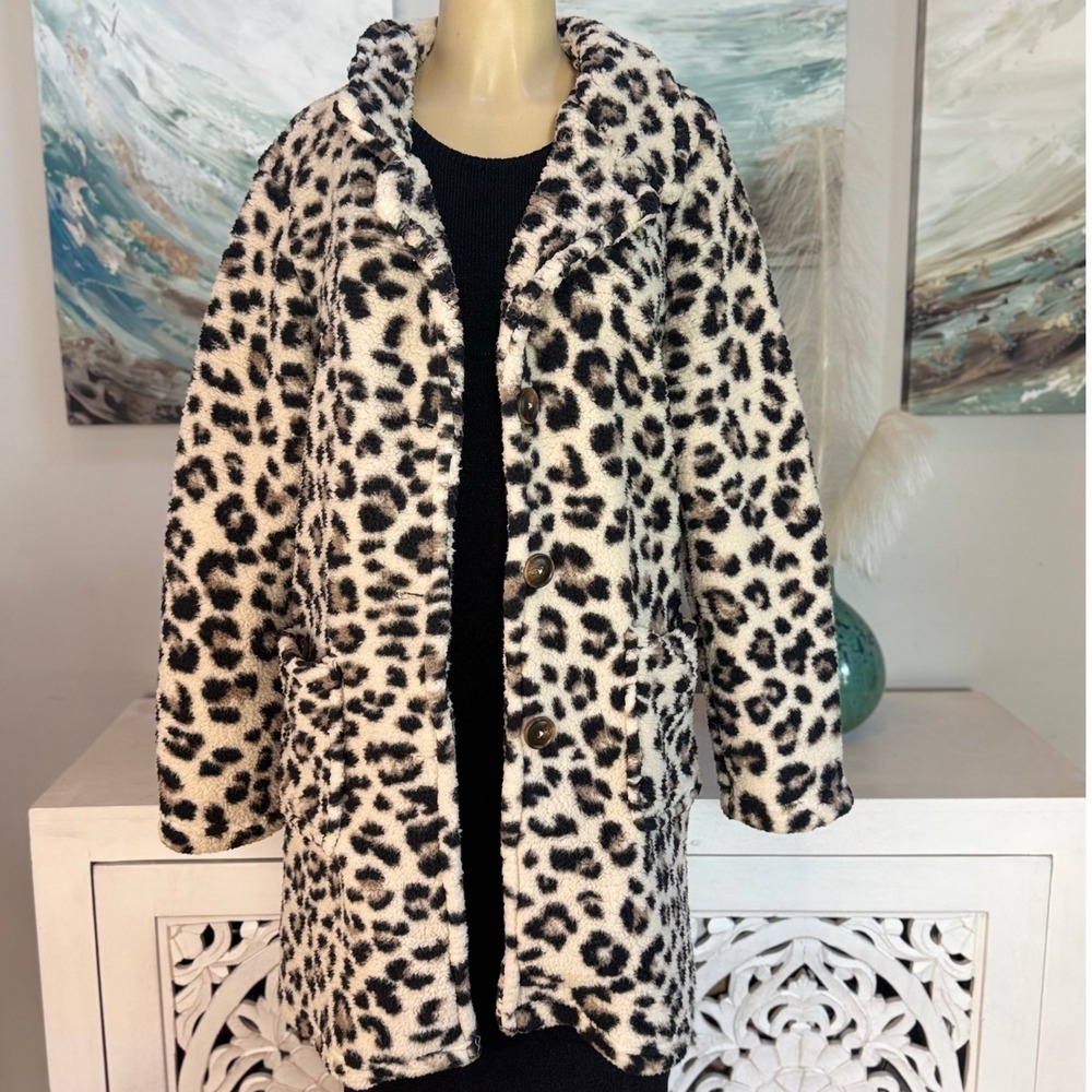 Vintage Y2K Sabrina Lauren Leopard Faux Fur Coat XL NWT